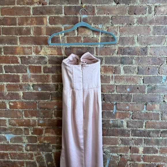 House of CB Champagne Satin Strapless Gown Size Small - Picture 4 of 8